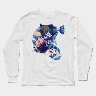 Triggerfish On A Coral | Red Sea Dive | Portrait Format | Long Sleeve T-Shirt